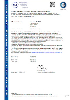 EU QMS Certificate (EU 2017/745, MDR)